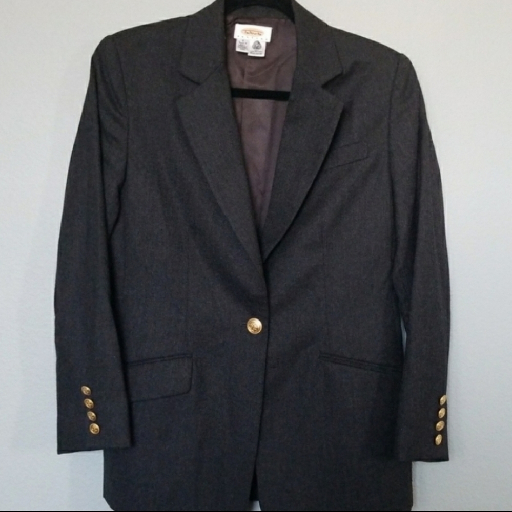 Talbots Vintage Office Dark Academia petites wool One Button blazer size 6